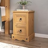 Corona Bedside Table 2 Drawer Mexican Solid Waxed Pine