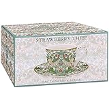 The Leonardo Collection Strawberry Thief Cup & Saucer Set | Designed by William Morris | Tea Cup Set Perfect for Home or Office | Tea Cups and Saucers or Coffee Cup and Saucer for Enjoying Hot Drinks