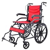 Folding Transport Wheelchair with Self Propelled Wheels and Aluminum Frame Lightweight and Portable Disabled Mobility Buggy Supports up to 200kg