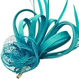 Topkids Accessories Mini Fascinator Hair Clips Small Fascinators Fascinator Flower Hair Clip Wedding Clip Royal Ascot Hat Wedding Corsage On Clip & Brooch Pin For Women, Ladies, Girls (Aqua)