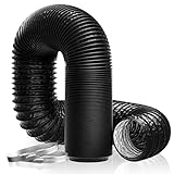 Hon&Guan 4 Inch Aluminium PVC Ventilation Air Ducting Flexible Hose 100mm with 2pcs Clamps for Universal Tumble Dryer, Cooker Hood, Extractor Fan(100mm*5m, Black)