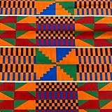 African Wax Print Fabric, 6 Yards, Kente Design
