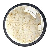 Old Music Sheet with Musical Notes Cabinet Dresser Drawer Knobs Glass Pull Handle for Cabinet Door Wardrobe Cupboard