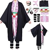 Antsparty Anmie Cosplay Costume Set for Kids Adults, Kimono Cosplay Outfits Anmie Cosplay Cloak for Halloween Carnaval Pretend Play Fancy Dress