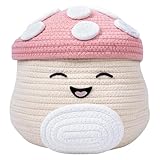 Fizz Creations Squishmallows Malcolm the Mushroom Woven Storage Basket With Lid | 21.5 cm Tall | Officially Licensed Squishmallows Merchandise. Mushroom Squishmallow.