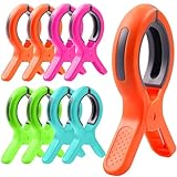 8 Pcs Large Beach Towel Clips for Sun Loungers, 4 Inch Clothes Pegs Extra Strong, Windproof Laundry Clips Towel Clips for Beach Loungers, Keep Your Towel from Blowing Away, 4 Bright Colors