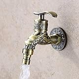 JZK G 1/2 Inch Antique Brass Wall Mounted tap for Sink, Washing Machine tap, Garden tap, Vintage Dragon Style Single Lever Handle Water tap Faucet