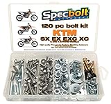 120pc Specbolt Bolt Kit fits: KTM SX EX EXC MX Dirtbike OEM Spec Fastener. This Includes 2 Strokes: 50 60 65 85 105 125 250 300 360 380 550 4 Strokes: 250 350 400 450 500 520 525 530 620 640