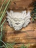 STONE GARDEN LARGE GREMLIN GARGOYLE PLAIN HAPPY FACE WALL PLAQUE ORNAMENT