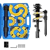 VEVOR Strut Spring Compressor Set, Macpherson Strut Spring Compressor Kit, Interchangeable Fork Strut Coil Extractor Remover Tool, with Yellow Protective Sleeve and Carrying Case