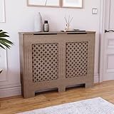 Vida Designs Oxford Radiator Cover – Traditional Cross Pattern, Unfinished, MDF, Customisable Finish, Heat Efficient, Medium, (H 82 x W 111 x D 19 cm)