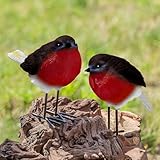 GloBrite Set of 2 Robin Garden Ornaments – Outdoor Resin Bird Statues for Yard or Patio, Realistic Animal Decor, Christmas or Gardening Gift Idea