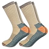 WOOLRICH Merino Wool Socks for Men - Made in USA, Crew Hiking Sock, Made of 78% Merino Lambswool w/Padded Arch, 2 Pairs, Coffee Brown, Medium