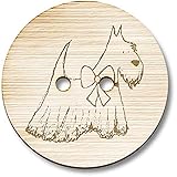 8 x 23mm 'Scottie Dog with Bow' Round Wooden Buttons (BT00022960)