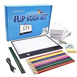 Canvall Flipbook Set for Drawing and Tracing Animation, Include: LED Light Box, 540 Pages Animated Loose-Leaf Paper, 2 HB +12 Colored Drawing Pencils, Pencil Sharpener, Eraser and Screwdriver