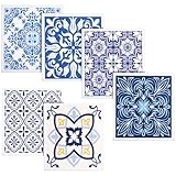 ElevateTech 6Pcs Swedish Dishcloths for Kitchen, Reusable Absorbent Hand Towels Cute Pattern Decorate Washable for Cooking Kitchen Home Decoration Housewarming Gift Blue
