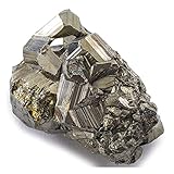 KALIFANO Natural Pyrite Cluster - High Energy Iron Piedra Pirita from Peru with Healing Properties (Information Card) Fools Gold Rock Reiki Crystal Used for Increased Willpower and Manifestation