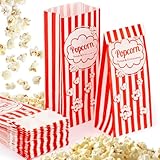 MAQIHAN 50 Popcorn Bags Individual Servings - Flat Bottom Paper Popcorn Food Bags Party Pop Corn Sleeves Bulk Carnival Halloween Snack Packs Gift Favor Treat bolsas para palomitas Movie Night Supplies