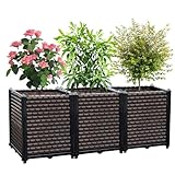 EasyVibe Raised Garden Bed Self Watering Deepened 50cm, 200L Large Planters Box for Outdoor Plants, Elevated Patio PP Flower Vegetables Planting Container, Garden Bed Planter Box Kit Drainage Holes