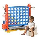YUZINO Giant 4 In A Row Game, Giants Garden Game with 42 Rings, Giant Connect 4 Outdoor Games with Basketball Hoop, Ring Toss and Golf Games for Kids Adults Family Entertainment