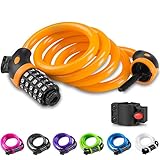 Opaza Bike Lock with 5-Digit Code, 1.2 m/4 ft Bicycle Lock Lightweight & Security Combination Cable Lock for Bicycle, Mountain Bike, Scooter - Orange