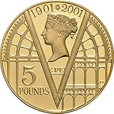 24K Gold Plated 2001 100th Anniversary Queen Victoria £5 Five Pound Coin in with Capsule Coin Holder in a Pouch Wallet