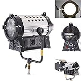 HMI Par Light 12000 Lux Dimmable Bi-color 200W LED Fresnel Spotlight for Studio YouTube Product Photography Microfilm Shooting