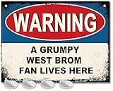 West Bromwich Albion Gifts for Men - or Boys Funny West Brom Football Grumpy Fan Lives Here Metal Sign, Mens Metal Poster for Baggies Dads FC Man Cave or Home Bar Signs