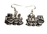 Large Steam Engine Earrings on Sterling Silver Hooks, Train Lover Earrings, Retro Steam Train Earrings, Train Spotter Earrings, Train Lover