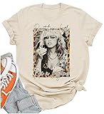 Graphic Tees for Women Vintage Rock Band T Shirt Casual Country Concert Outfits Cute Short Sleeve Rock Concert Outfit, Cream, M