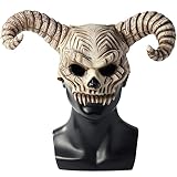 Infinity Gauntlet Demon Skull Mask Devil Antelope Sheep Horn Full Head Mask Animal Skull Mask Ram Horns Scary Halloween Mask for Adult Kids