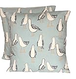2 x 16” x 16” (40cm x 40cm) Pack Of Two Clarke & Clarke Laridae Duck Egg Blue Grey White Mustard Yellow Cushion Covers