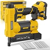 Alloyman 18 Gauge Nail Gun Battery Powered, 2 in 1 Cordless Brad Nailer/Electric Stapler with 2.0Ah Battery and Charger,1000pcs Nails and 500pcs Staples Included for Home Improvement & Woodworking