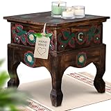 livasia Asian Opium Table with Drawer & Flowers Handmade Bali Furniture Coffee Table (Indonesia)