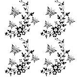 GORGECRAFT 6 Sheets Butterfly Car Decal Set Black Flower Car Decals Car Rearview Mirror Stickers Decals Vinyl Waterproof Sticker Women Car Stickers for Auto Truck SUV Wall Art Laptop