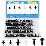 JatilEr 100 Pcs Car Body Trim Clips, Plastic Rivet Fasteners Universal Auto Black Nylon Clips Bumper Clips, Panel Clip Door Trim Retainer Push Type Retainer Clips Kit Steel Car Accessories