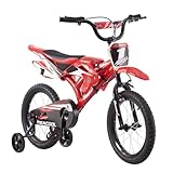 BSTSEL 16" 18" Kids Bicycle Moto Motorcross Bike with Removable Stabilisers Wheels for Boys&Girls Ages 5-10 Years Old Children 16/18 inch Motorcycle Bike Gift (Red, 16 inch)