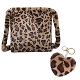 arrderly 1 x Plush Leopard Print Bag, Fashionable Handbag, Shoulder Bag with Leopard Print, Leopard Shoulder Bag for Girls, School, Work, Travel, leopard tattoo, cm