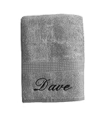 Personalised Embroidered Premium Quality Bath Towel Gift with Colour & Name Choice (Grey)