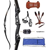 Huntingdoor 56" Takedown Recurve Bow Kit Adults Longbow 30-50 lbs with Archery Accessories Aluminium Alloy Riser Archery Set for Target Practice Outdoor Hunting (30lbs)