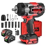 ONEVAN Cordless Impact Driver Electric Wrench - High Torque Electric Impact Gun, 1700 N.m Max Torque, 3 Speed Forward and 2 Reverse Impact Driver for Car Tyre Change