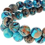 Yolev 47 Pcs Jasper Beads Imperial Sea Sediment Natural Gemstone 8MM Colorful Round Stone Beads for Jewelry Making (Multicolor)