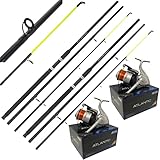 2 AP Beachcaster Sea Fishing Rod 12ft 3pc + Lidsters large ATLANTIC 70 Sea Reel