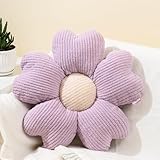 Sioloc Flower Throw Pillow,Floor Cushion, Seat Cushion, Cute Flower Pillow, Aesthetic Pillow as Room Decor, Decorative Pillows for Bed Sofa Couch(Purple,15.7Inch)