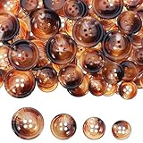 Lnngub 60 Pcs Tortoise Shell Buttons,Round Brown Button 4-Hole Mixed Resin Sewing Buttons for Clothes Crafts Suits Coats Shirts Decorations(15mm, 18mm, 20mm, 25mm)