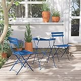 Grand patio Folding Bistro Set 3 Pieces, Conversation Set, Folding 2 Chairs and 1 Table, Weather Resistant, Patio Table Chairs for Balcony,Yard, Garden (Peacock Blue)