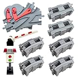 37 Pieces Train Tracks Set - Compatible with All Major Brands, Classic Railway Track with 20 Curved Tracks, 10 Straight Tracks and 2 Switches Tracks, Light Grey Toy Track Accessory for Kids