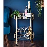 NEW Gold Drinks Trolley With Glass Shelves Mini Bar Cocktail Table Drink Table