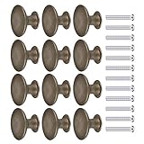 JIZZU 12Pcs 30mm Antique Brass Door Knob, Dark Bronze Round Vintage Drawer Knobs, Mushroom Shaped Furniture Knobs Likes Cabinet Knob, Wardrobe Handles, Kitchen Cupboard Handles