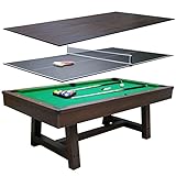 7ft Pool Table With Dining Table Top & Table Tennis Table Family Leisure Snooker Billiards Games Table With All Accessories, Great for Kids and Adults in a Choice of cloth colours (Green Cloth)